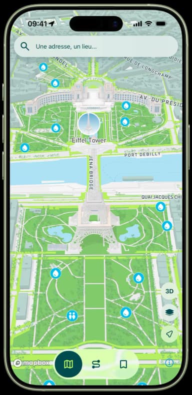 Carte 3D de Paris avec les rues colorées selon leur score de running