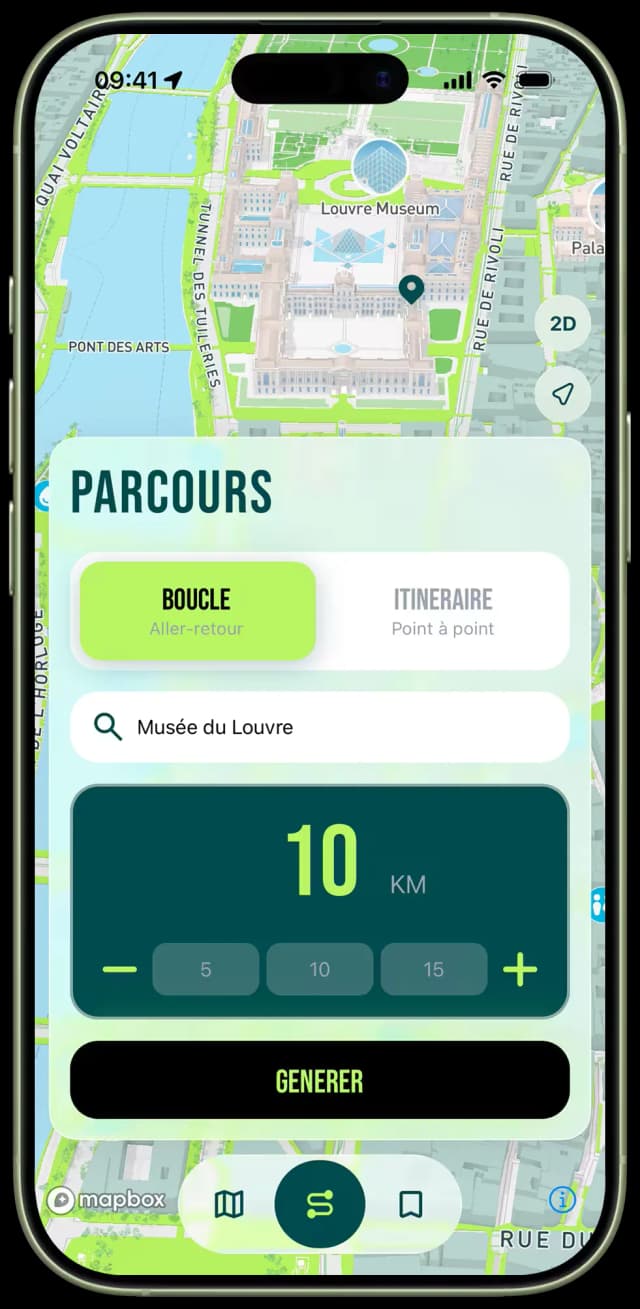 Configuration d'un parcours avec sélection du type